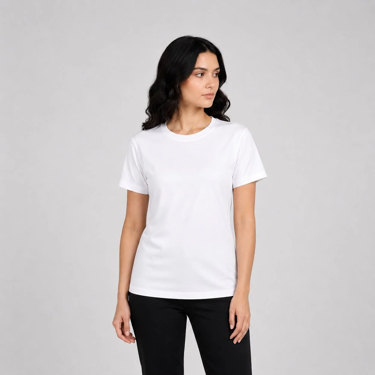 AGGERT Round Neck T-Shirt SUPIMA MERCERISED Cotton 220 GSM White - Women