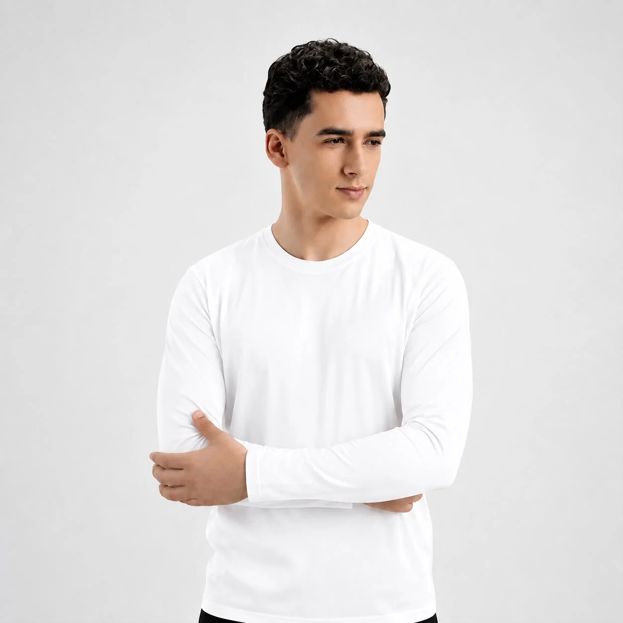 AGGERT Round Neck Full sleeve T-Shirt SUPIMA MERCERISED Cotton 220 GSM White