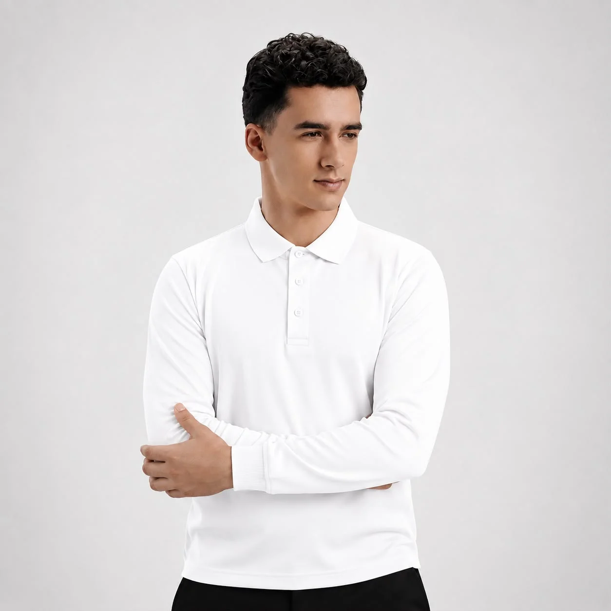 AGGERT Polo Full Sleeve SUPIMA MERCERISED Cotton 220 GSM White