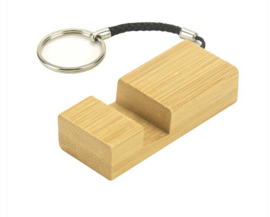 Bamboo Keychain with Phone Stand