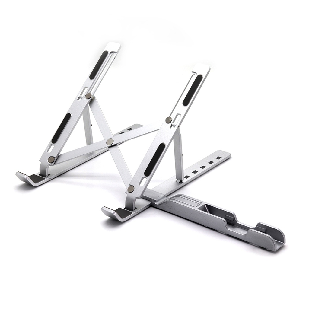 AGGERT Foldable Aluminum Laptop Stand with Phone holder  Silver
