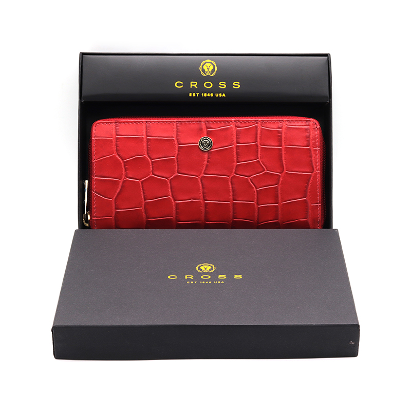 LADIES WALLET CROCODILE- RED