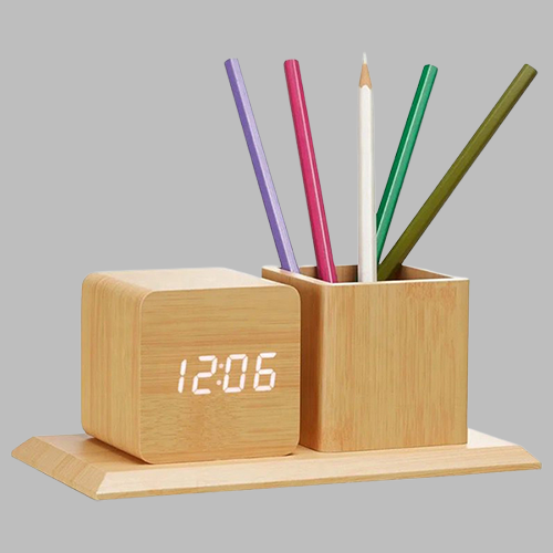 DIGITAL WOODEN ALARM CLOCK 