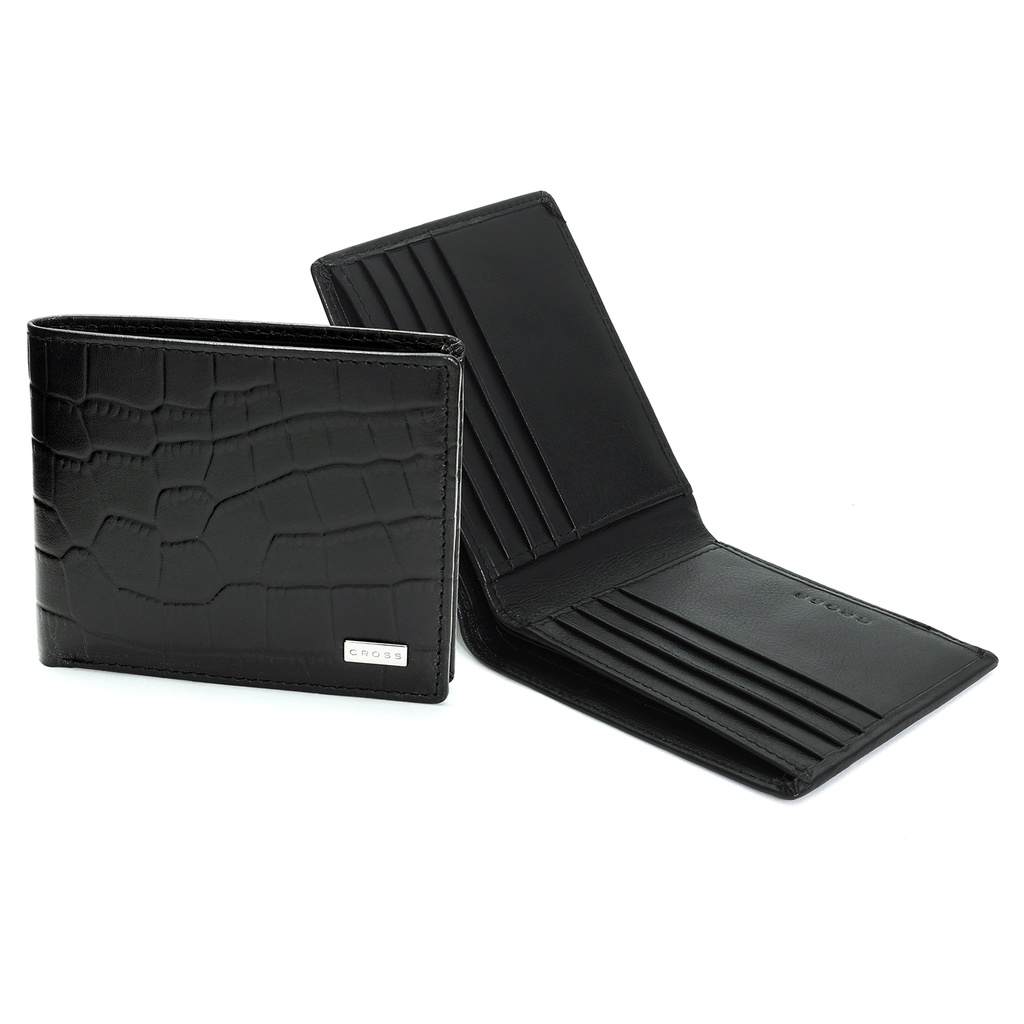CROCO SIGNATURE SLIM WALLET - Black