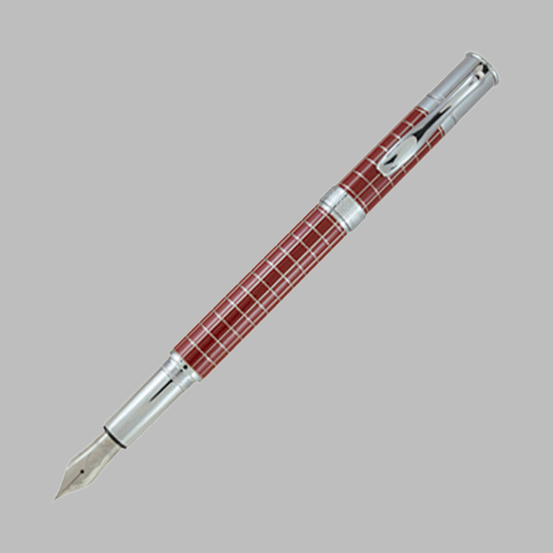 Burgundy Grid Founatin Pen