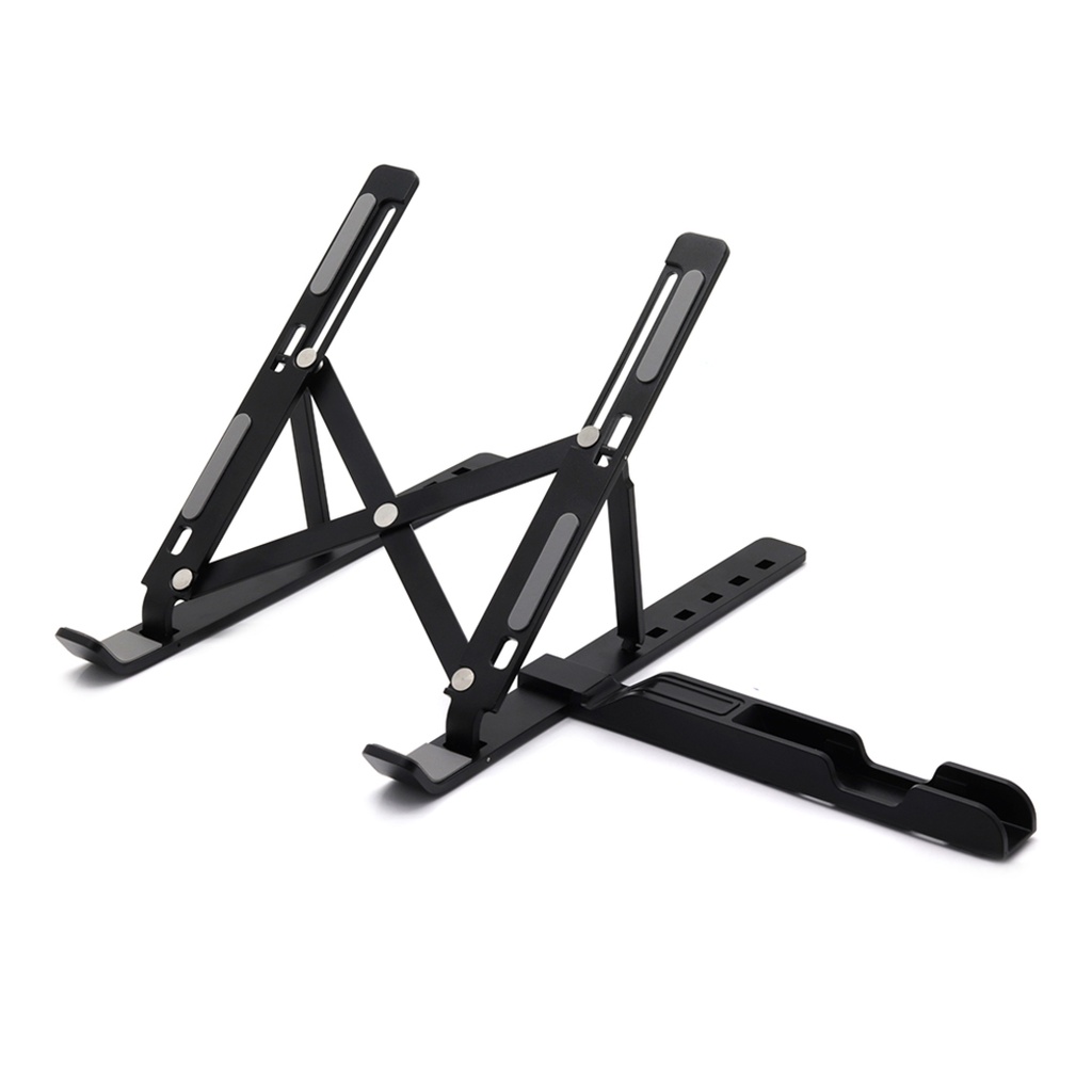 AGGERT Foldable Aluminum Laptop Stand with Phone holder Black