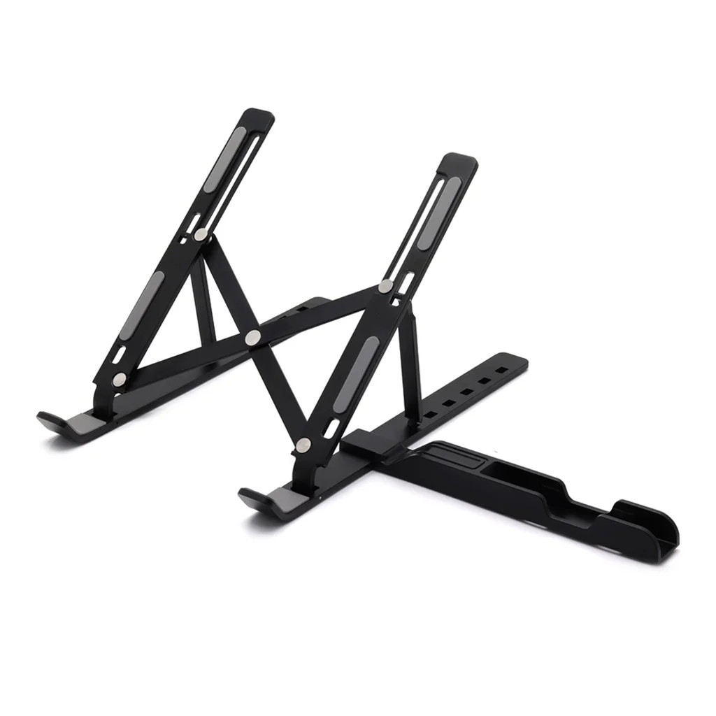 AGGERT Foldable Aluminum Laptop Stand with Phone holder Black