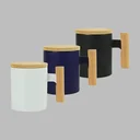Ceramic Mug with Bamboo Handle & Lid 