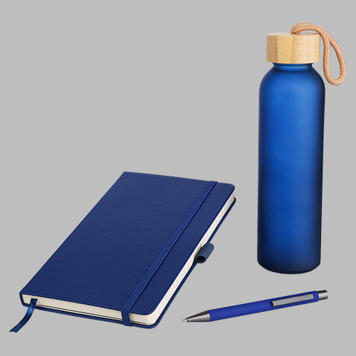 Combination Gift Set -A5 Notebook , Glass Water Bottle, Metal Pen