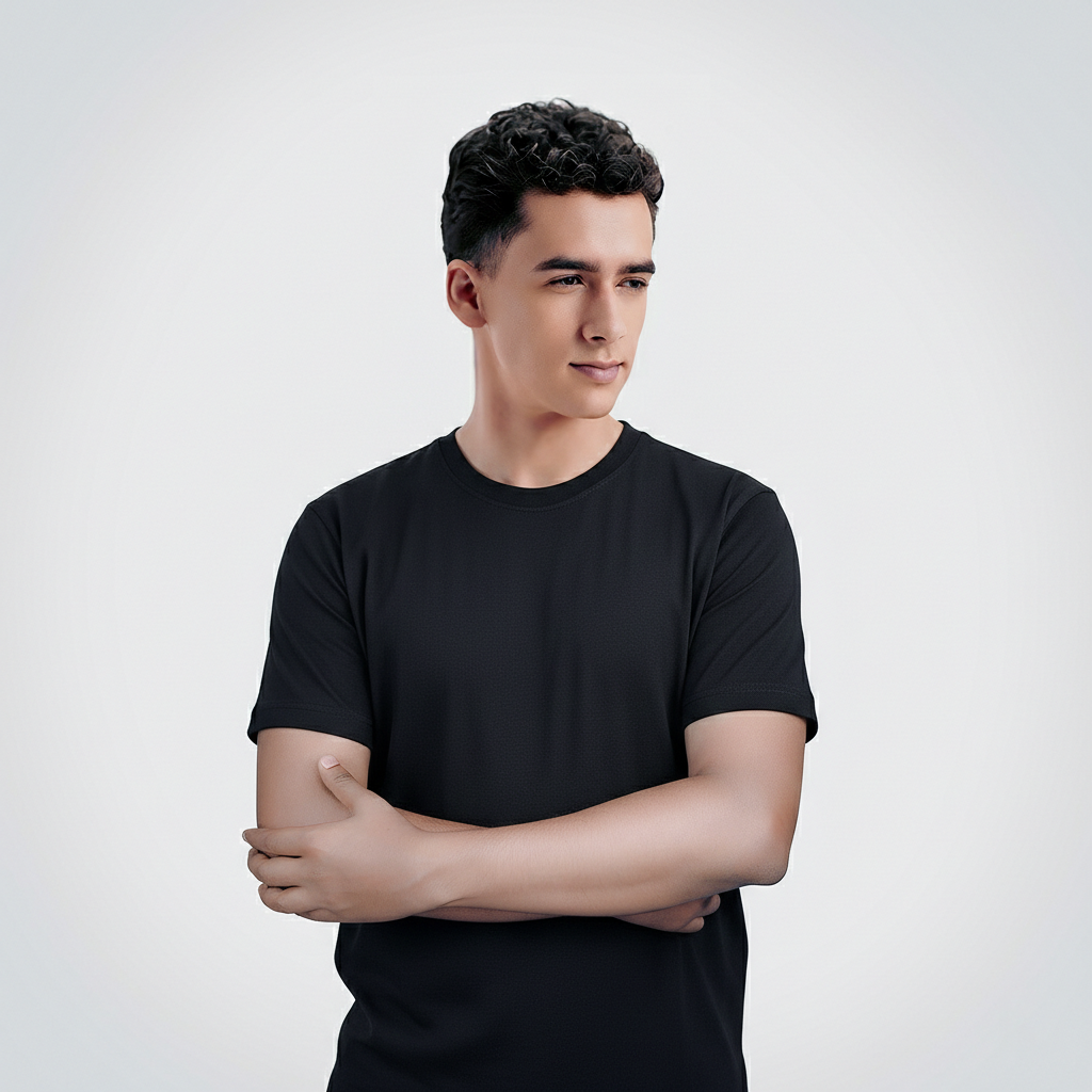 AGGERT Round Neck T-Shirt SUPIMA MERCERISED Cotton 200 GSM Black