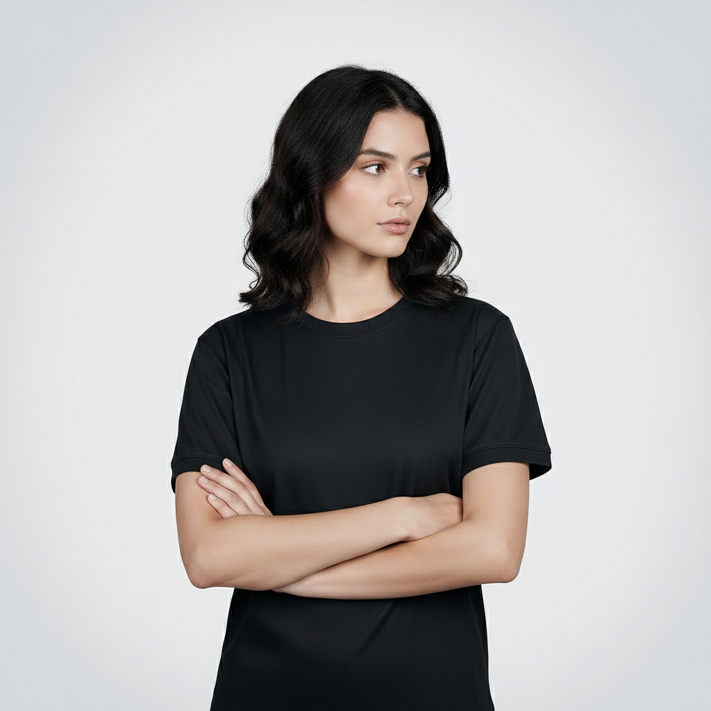 AGGERT Round Neck T-Shirt SUPIMA MERCERISED Cotton 200 GSM Black - Woman