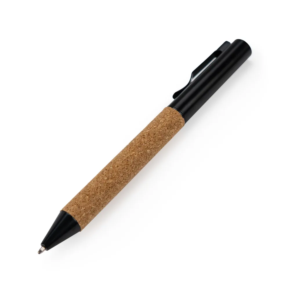 [PN59-CO] Eco-friendly Metal Pens Black with Cork Barrel and Black Ink