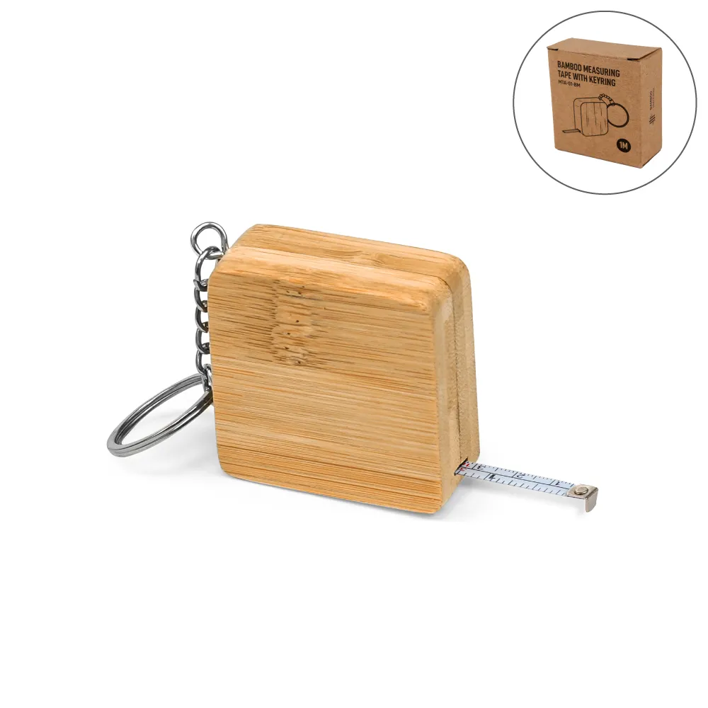 [MTA-01-BM] Bamboo Retractable Measuring Tape Keychains