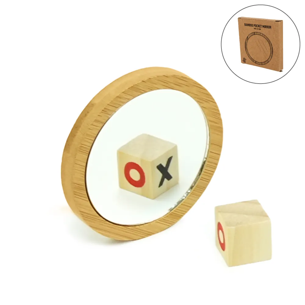 [STE3MIR-01-BM5] Bamboo Pocket Mirrors in Round-shaped, Lightweight & Portable