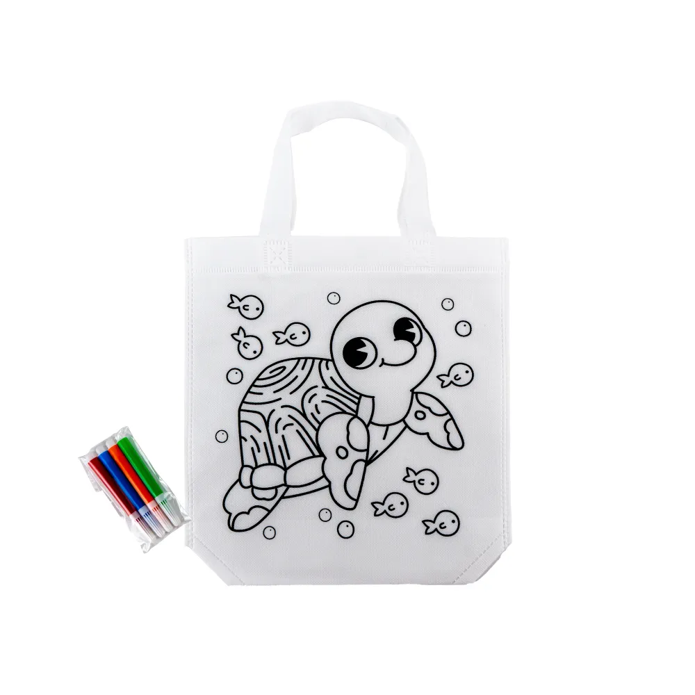 [GFK-18] Mini Non-woven Bags 100GSM with 4Color Markers & Imprinted Turtle Outline