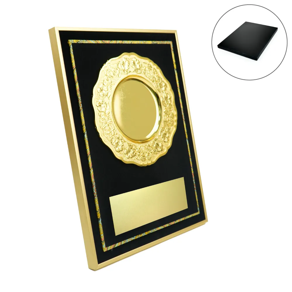 [STE3WPL-A3G-BLK5] Aluminum Award Plaque A3 Size with Stand & Gold Plate in Presentation Box