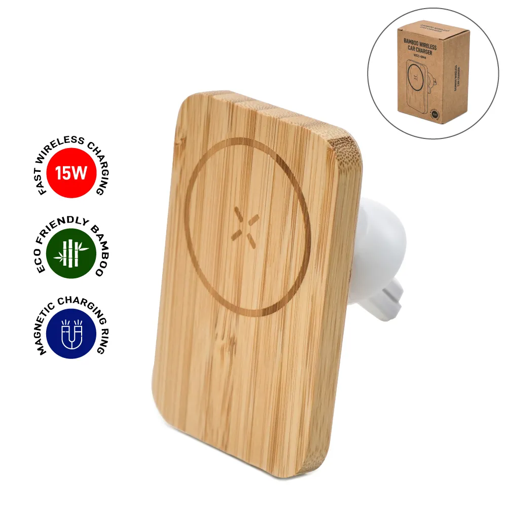 [WCC-BM4] Bamboo Wireless Car Charger 15W Fast Charging & Type C