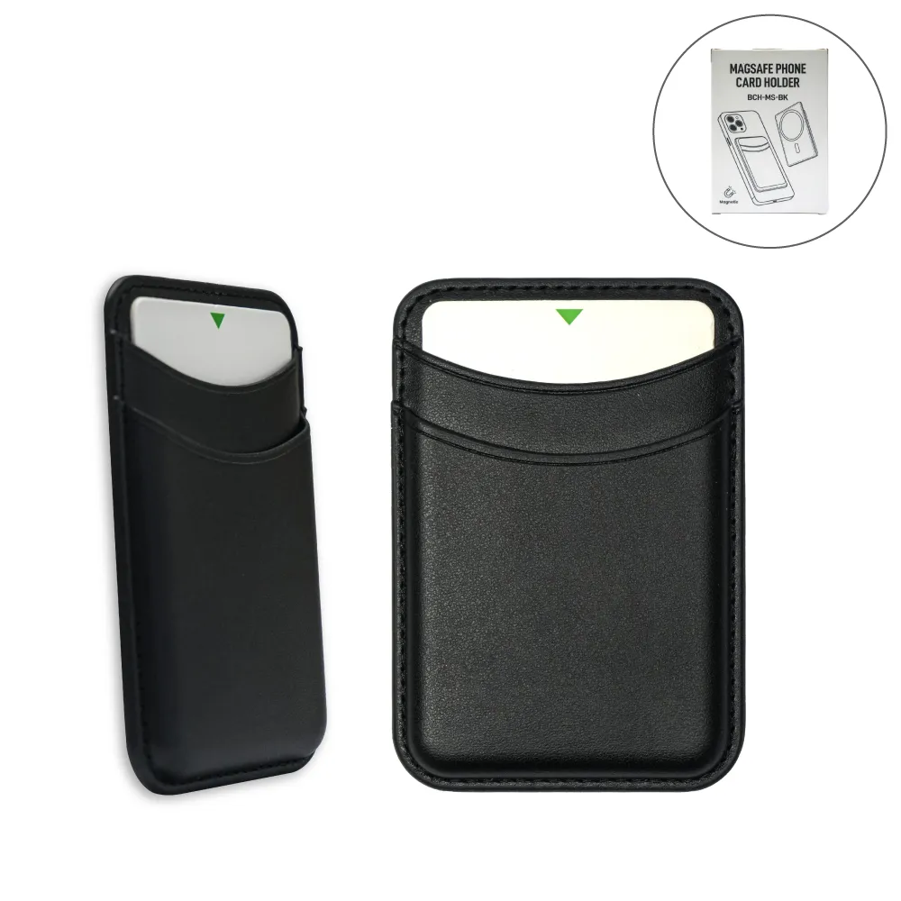 [BCH-MS-BLK] MagSafe Phone PU Wallet Card Holder
