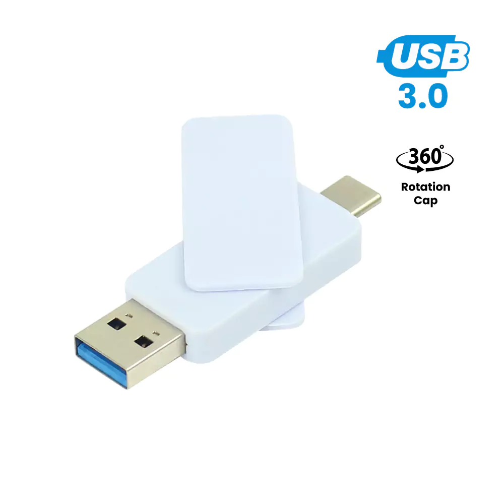 [USB-80-W] OTG White Swivel USB 64GB V. 3.0 Type C