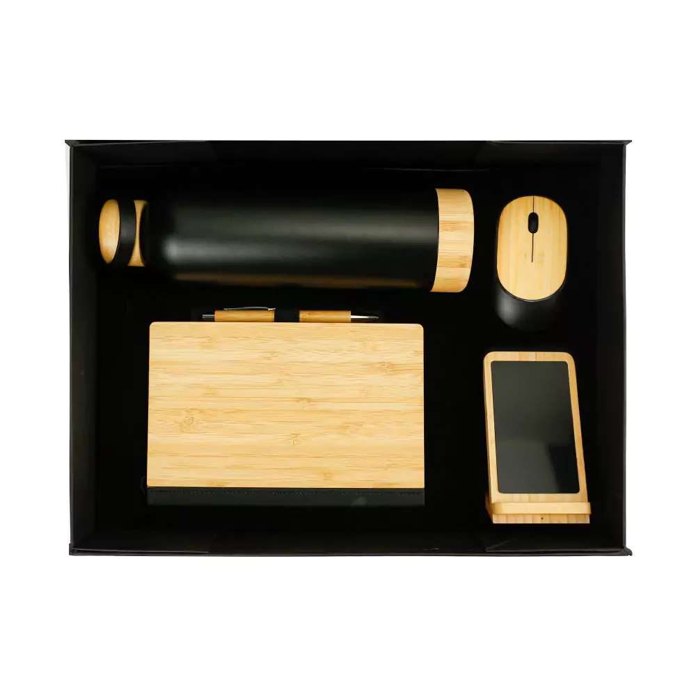 [STE3GS-0355] Bamboo Gift Sets in a Black Cardboard Gift Box GS-035