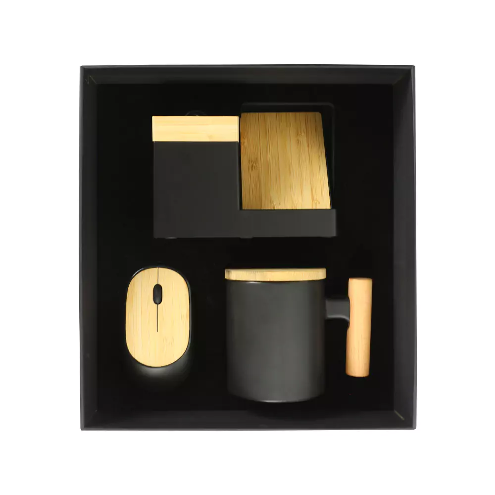 [STE3GS-0255] Bamboo Gift Sets in Black Cardboard Box GS-025