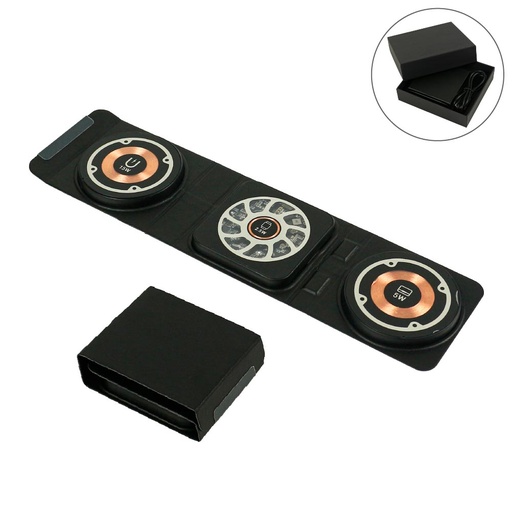 [WCP-08-BLK] 3-in-1 Foldable Wireless Charger for Mobile, iWatch and Earbuds
