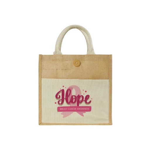 [JSB-16-BR] Eco-Friendly Jute Bags with Breast Cancer Awareness Logo