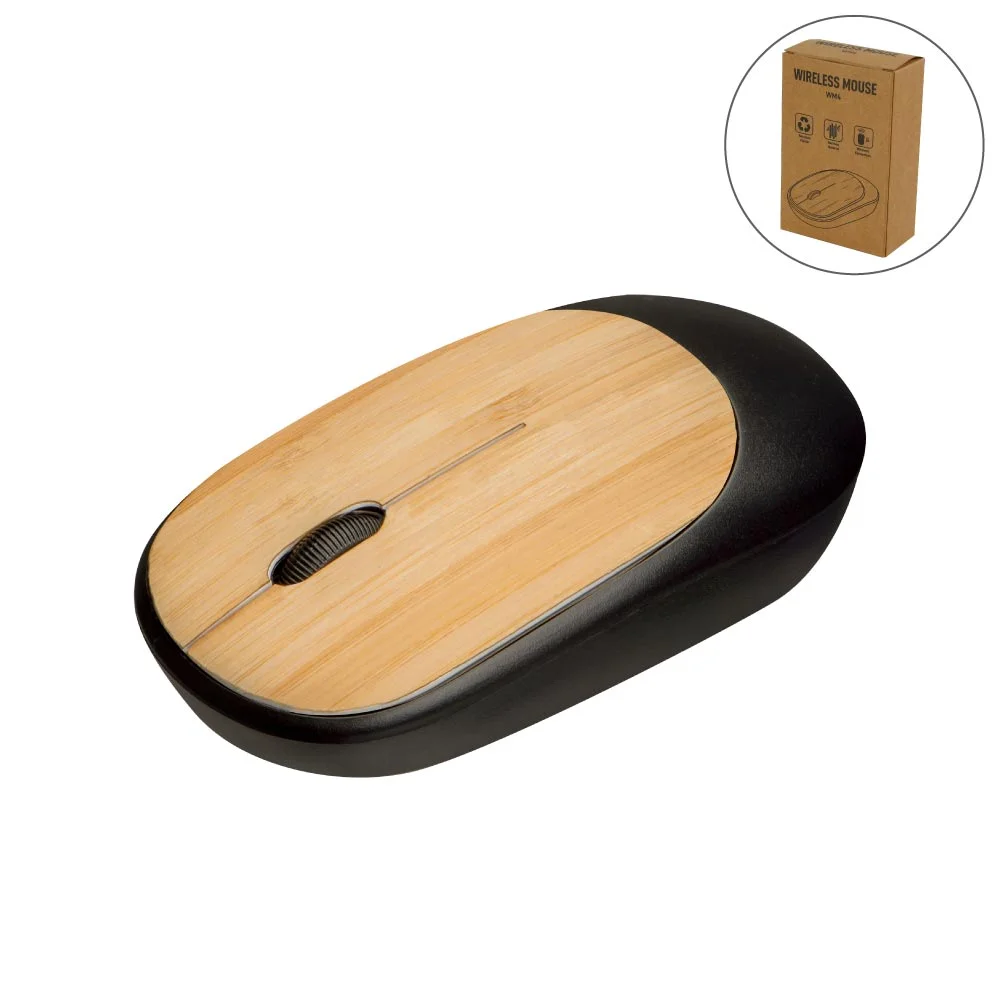 [STE3WM45] Bamboo Wireless Mouse in Black Color