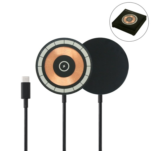 [WCP-05-BLK] Round Magnetic 15W Fast Wireless Charger Type C
