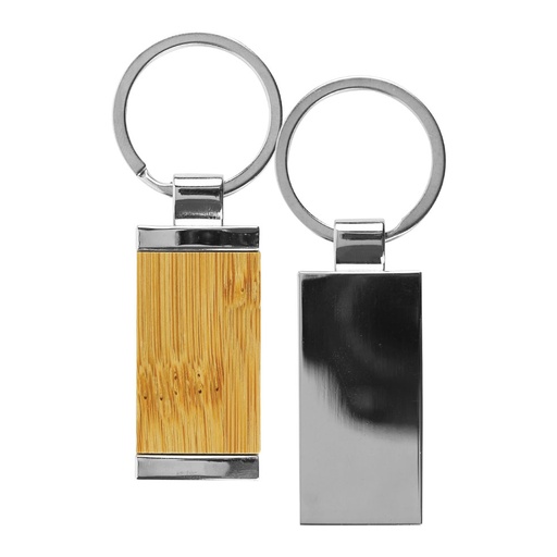 [KH-10-BM] Rectangular Bamboo & Metal Keychains
