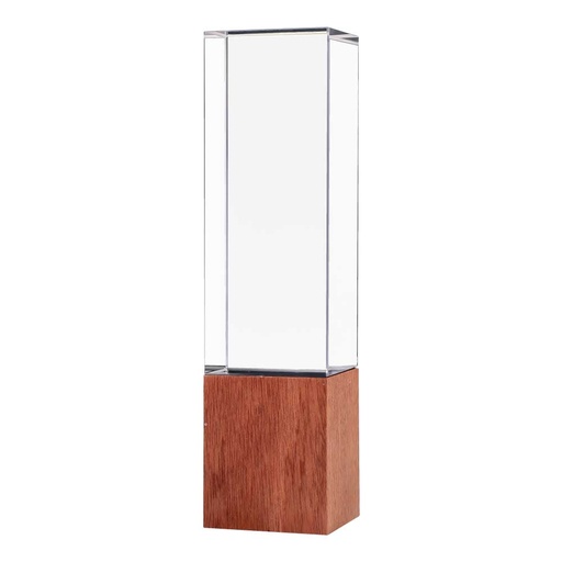 [CR-59] Cuboid Shaped Crystal Awards with Wooden Base