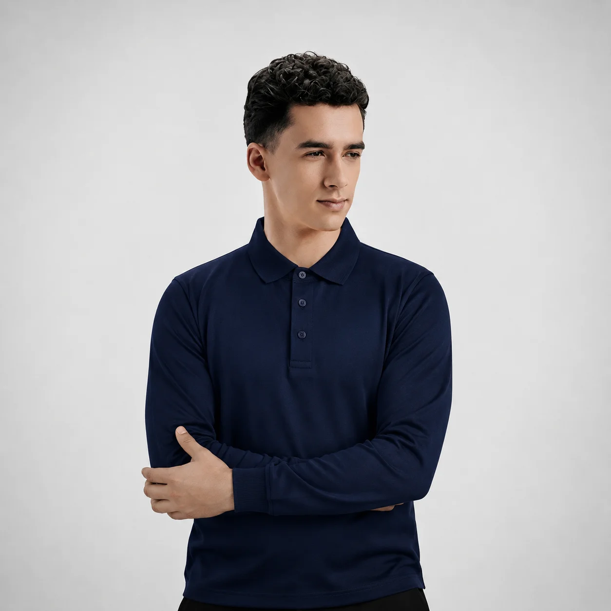 AGGERT Polo Full Sleeve SUPIMA MERCERISED Cotton 220 GSM Navy Blue