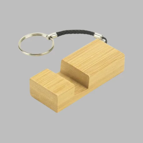 Bamboo Keychain with Phone Stand