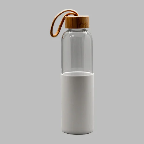Glass Water Bottle with Bamboo lid 500ml