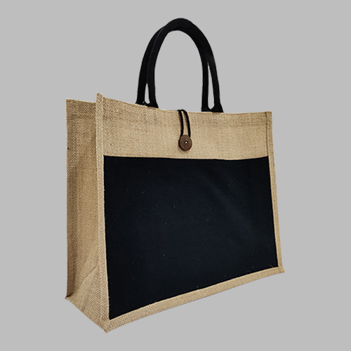[STS 28023] JUTE/CANVAS BAG BLACK STS 28023