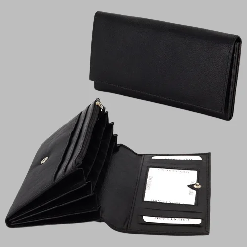 Ladies Wallet Genuine Leather Black