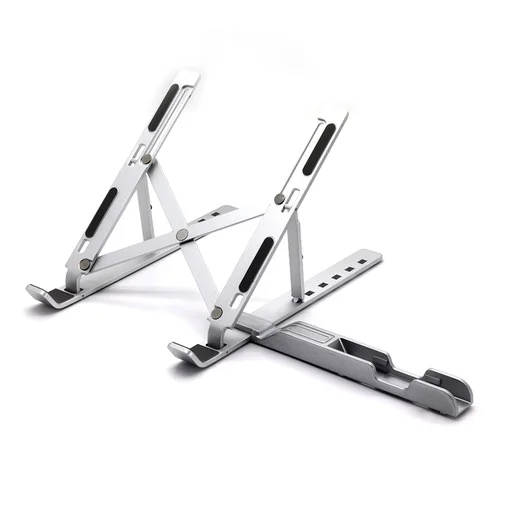 AGGERT Foldable Aluminum Laptop Stand with Phone holder  Silver