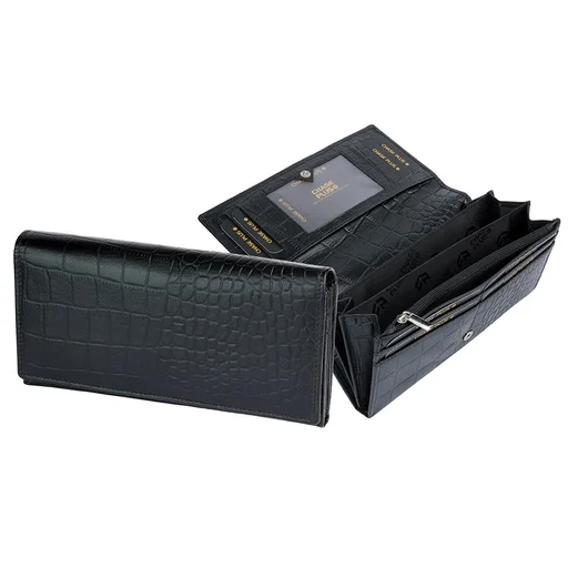 [CROCBK9095] CHASE PLUS Ladies Wallet Fiora black Croco