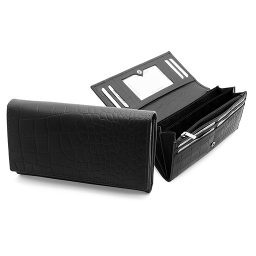 [CROCBK9095] CHASE PLUS Ladies Wallet Fiora black Croco