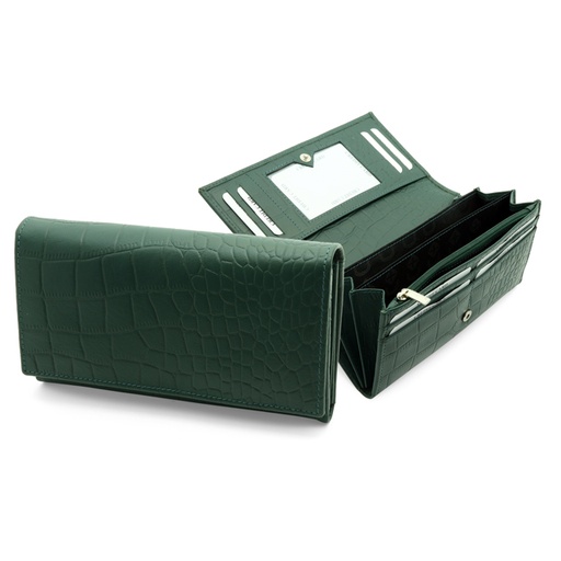 [CROCGR9095] CHASE PLUS Ladies Wallet Fiora green Croco
