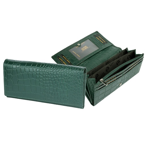 [CROCGR9095] CHASE PLUS Ladies Wallet Fiora green Croco