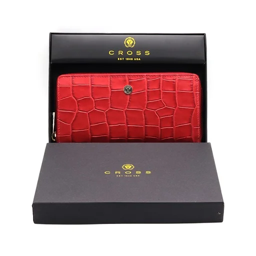 LADIES WALLET CROCODILE- RED