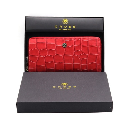 LADIES WALLET CROCODILE- RED