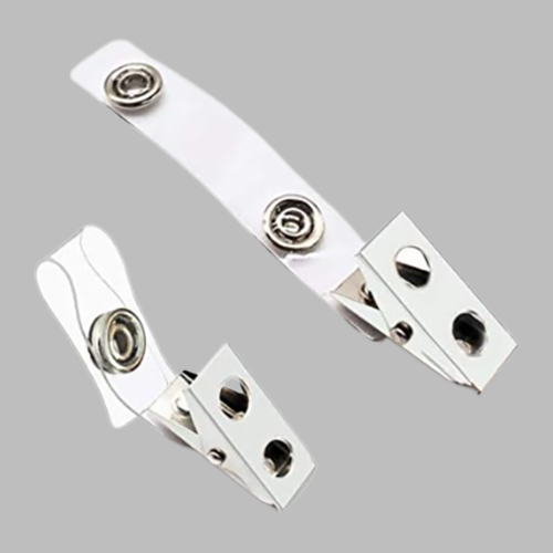 [1881] Metal Badge Clip with Clear PVC Strap