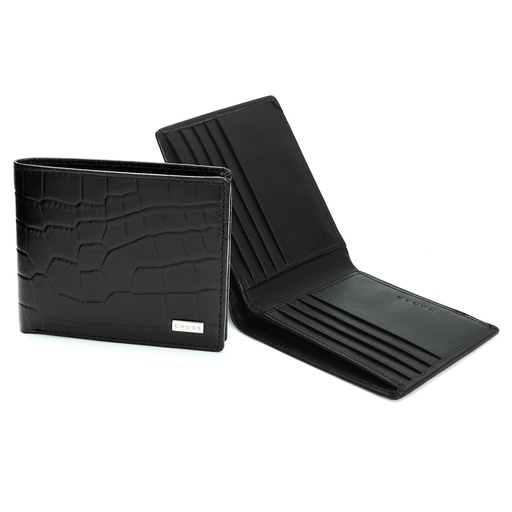 CROCO SIGNATURE SLIM WALLET - Black