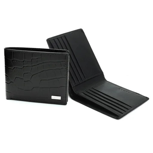 CROCO SIGNATURE SLIM WALLET - Black