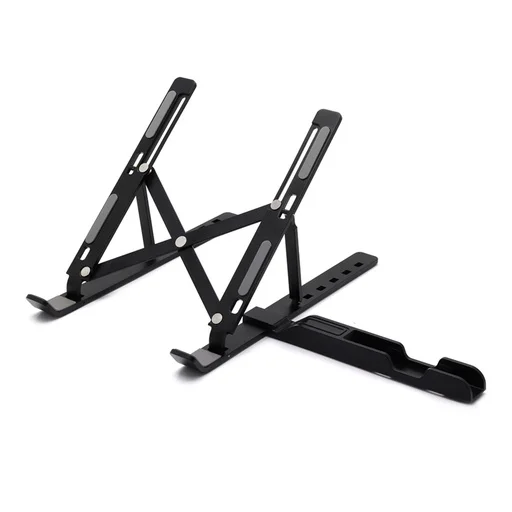 AGGERT Foldable Aluminum Laptop Stand with Phone holder Black