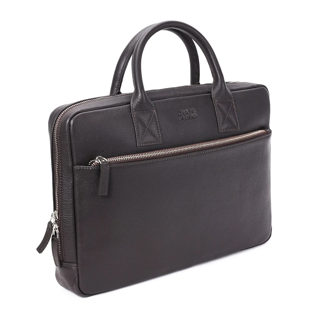 CHASE PLUS Premium Genuine Leather DOMINO Orion cbrown Laptop Bag
