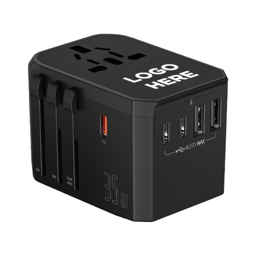 [STMK 252904] TRAVEL ADAPTER LIGHT UP LOGO 35W