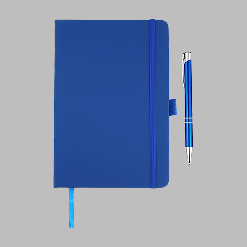 [RBL STAN 250118] A5 PU Economic Notebook and pen R Blue 